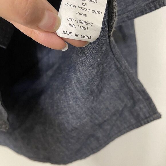 Vince. Patch Pocket Shirt Blue Rinse Button down Chambray Mandarin Collar XS - Picture 4 of 7